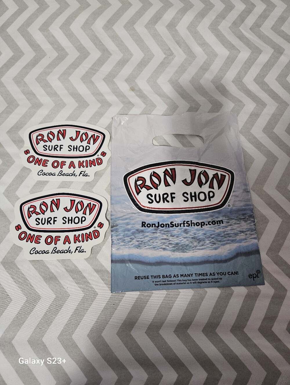 Ron Jon Cocoa Beach Bag & 2 Vinyl Stickers